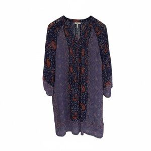 Joie Silk‎ Tunic Top Blouse Women’s Small Purple Blue Coral 3/4 Sleeve